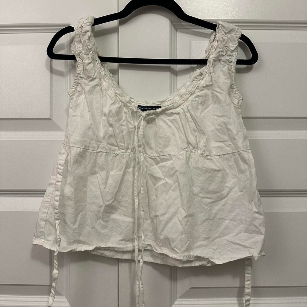 Brandy Melville Cream Ruffle Strap Blouse
